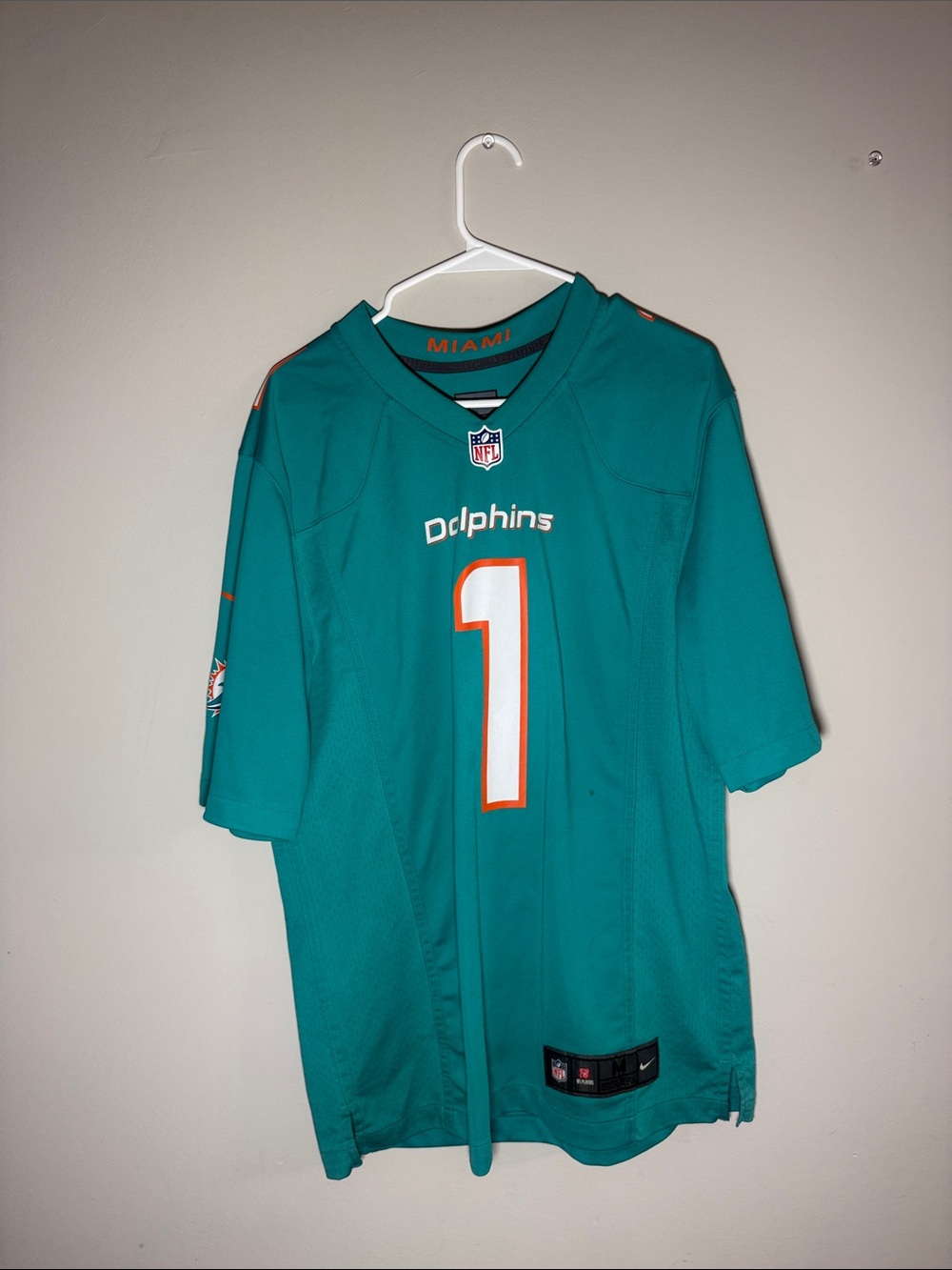Nike Miami Dolphins Teal Football Jersey with White & Orange Accents